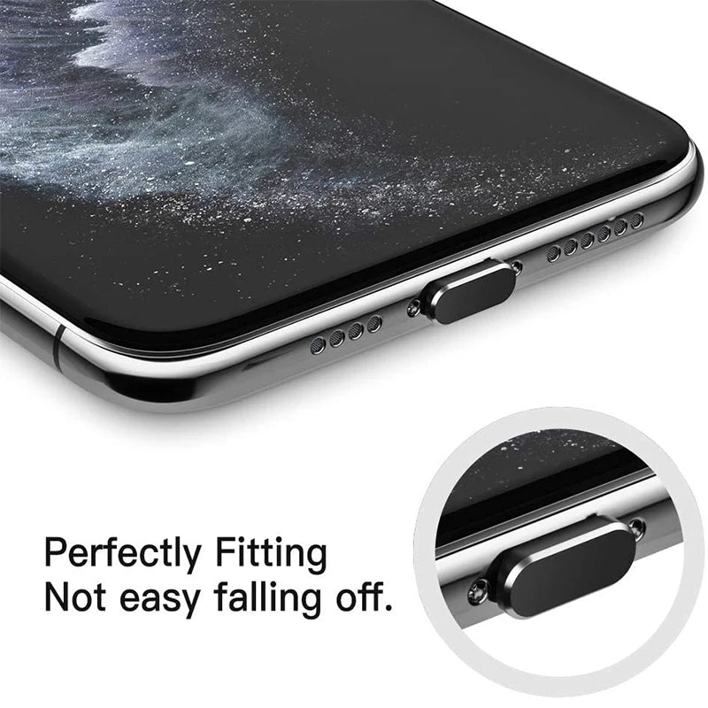 5pcs / Lot Aluminium Dust Plug Mobile Phone Accessories Charge Port for Iphone 5 5s 6 6s 7 Plus 8 X XS XR 11 Pro Max 12 Gadgets