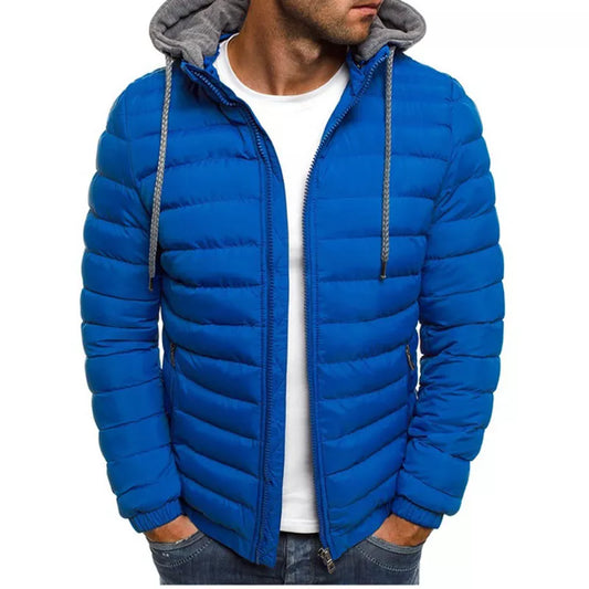 ZOGAA Men Winter Solid Parkas Hooded Zipper Fashion Cotton Coat Jacket Casual Warm Clothe Mens Overcoat Streetwear Puffer Jacket