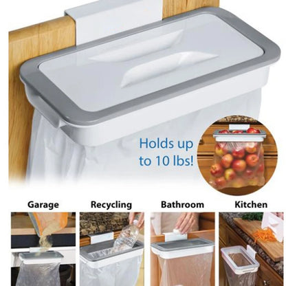 Portable Plastic Garbage Hanging Bag Kitchen Trash Storage Rack Bag Hook Scouring Pad Dry Shelf Holder Kitchen Organzier