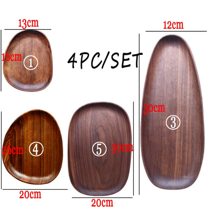 Whole Wood lovesickness Wood Irregular Oval Solid Wood Pan Plate Fruit Dishes Saucer Tea Tray Dessert Dinner Plate Tableware Set