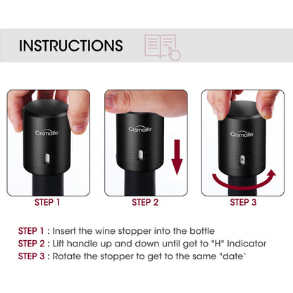 ABS Vacuum Red Wine Bottle Cap Stopper ship from US Vacuum Pump Sealer Wine Fresh Keeper Plug Champagne Cork Kitchen Bar Tool