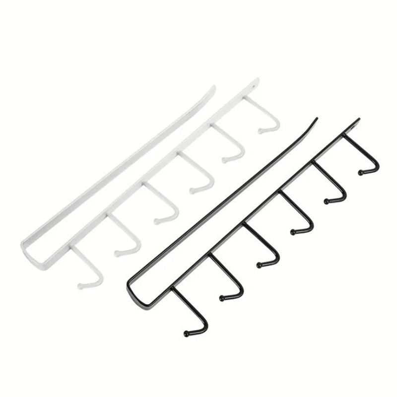 2020 New Hot Fashion 6 Hooks Metal Under Shelf Mug Cup Cupboard Kitchen Organiser Hanging Rack Holder