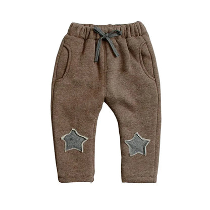 BibiCola New Baby Pants Thick Winter Baby Child Trousers Star Pants Children Leggings Kids Thick Velvet Pants Boys Warm Trousers