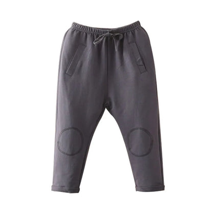 2022 Spring Autumn 2-7 8 9 10 Years Solid Color Cotton Drawstring Child Baby Kids Unisex Sports Long Trousers Pants For Boy Girl