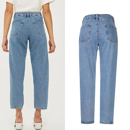 2022 Boyfriend Jeans For Women Wide Leg Pants High Waist Jeans Loose Women Denim Pants Female Light Blue Autumn Jeans Trousers