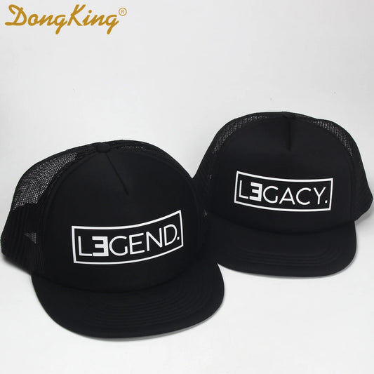 DongKing Trucker Hat LEGEND Hats LEGACY Print Cap Father Son Trucker Dad Gift Daughter Kids Child Baby Mesh Baseball Caps Gift