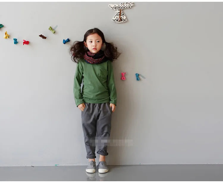 2022 Spring Autumn 2-7 8 9 10 Years Solid Color Cotton Drawstring Child Baby Kids Unisex Sports Long Trousers Pants For Boy Girl
