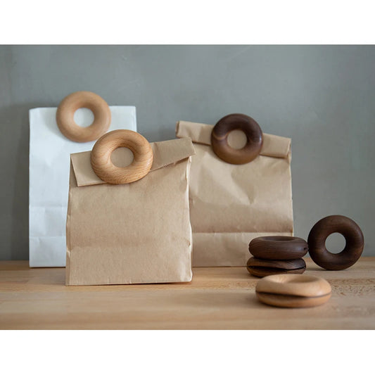 Wood Bag Clips Bag Sealer Nordic Doughnut Shape Gadgets Inteligentes Snacks Food Clip Kitchen Storage Organization Kitchen Tools