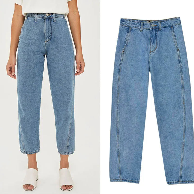 2022 Boyfriend Jeans For Women Wide Leg Pants High Waist Jeans Loose Women Denim Pants Female Light Blue Autumn Jeans Trousers