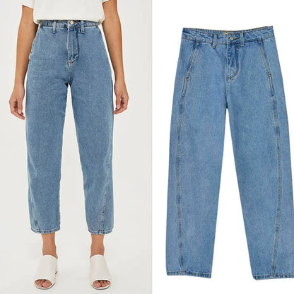 2022 Boyfriend Jeans For Women Wide Leg Pants High Waist Jeans Loose Women Denim Pants Female Light Blue Autumn Jeans Trousers
