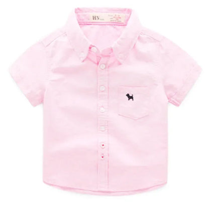 Hot Summer Children's Clothes Baby Boys Shirts Solid Short Sleeve Cotton Kids Shirts for Boys Girls Child Causal Shirt Top Gift