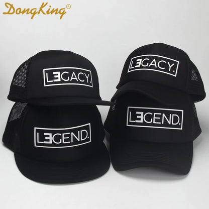 DongKing Trucker Hat LEGEND Hats LEGACY Print Cap Father Son Trucker Dad Gift Daughter Kids Child Baby Mesh Baseball Caps Gift