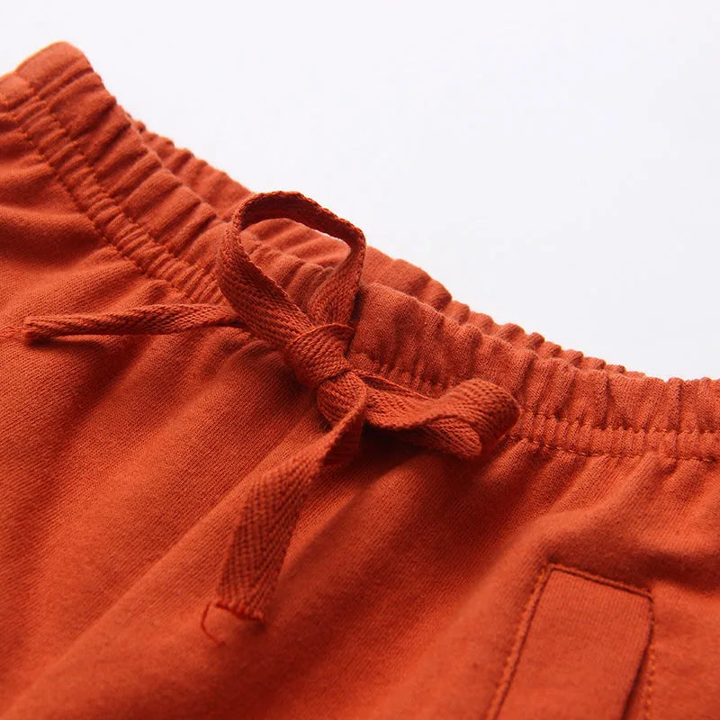 2022 Spring Autumn 2-7 8 9 10 Years Solid Color Cotton Drawstring Child Baby Kids Unisex Sports Long Trousers Pants For Boy Girl