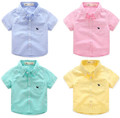 Hot Summer Children's Clothes Baby Boys Shirts Solid Short Sleeve Cotton Kids Shirts for Boys Girls Child Causal Shirt Top Gift