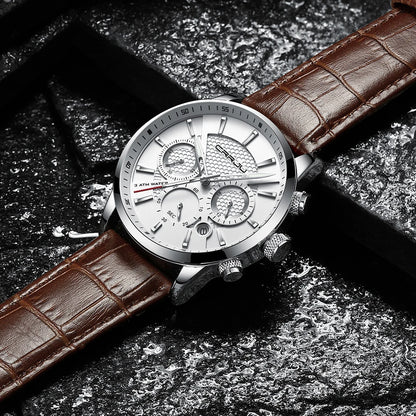 Watches Mens 2021 CRRJU Casual Leather Quartz Men's Watch Top Brand Luxury Business Clock Male Sport Waterproof Date Chronograph