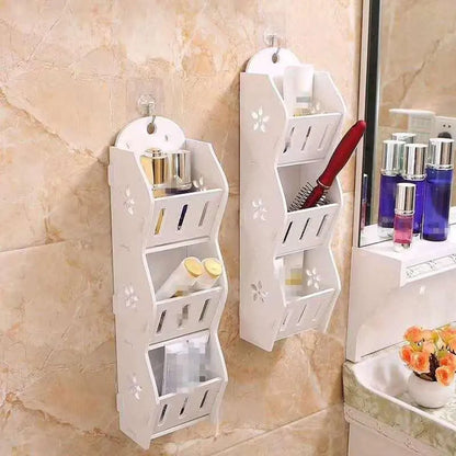3 Layers Organizer Wall-mounted Shelf Bathroom Cosmetic Shampoo Holder Storage Kitchen Rack Groceries Basket Home Accessories