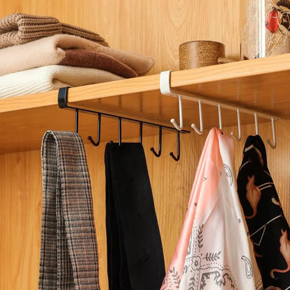 2020 New Hot Fashion 6 Hooks Metal Under Shelf Mug Cup Cupboard Kitchen Organiser Hanging Rack Holder