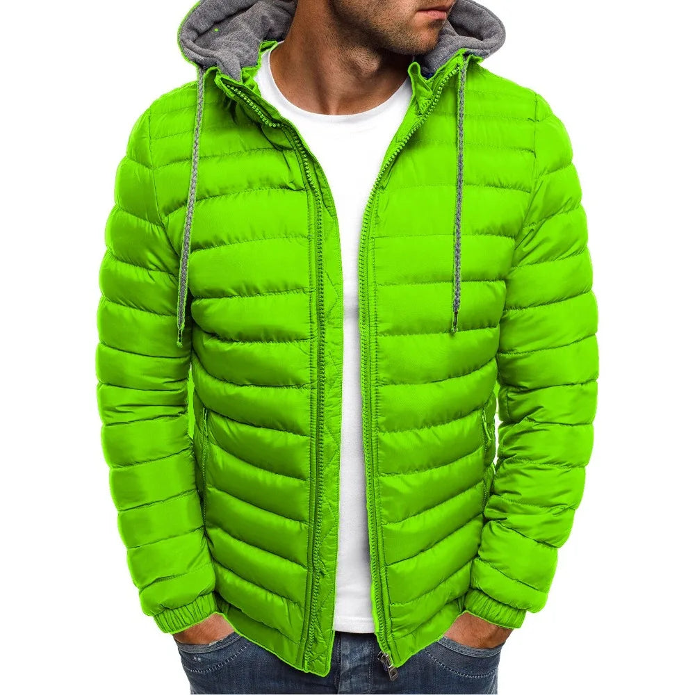 ZOGAA Men Winter Solid Parkas Hooded Zipper Fashion Cotton Coat Jacket Casual Warm Clothe Mens Overcoat Streetwear Puffer Jacket