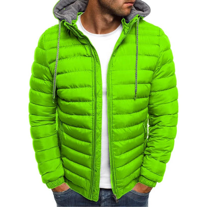ZOGAA Men Winter Solid Parkas Hooded Zipper Fashion Cotton Coat Jacket Casual Warm Clothe Mens Overcoat Streetwear Puffer Jacket