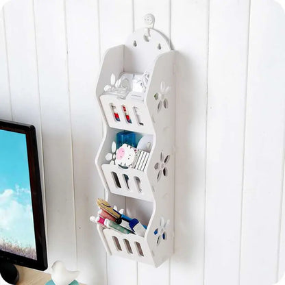 3 Layers Organizer Wall-mounted Shelf Bathroom Cosmetic Shampoo Holder Storage Kitchen Rack Groceries Basket Home Accessories