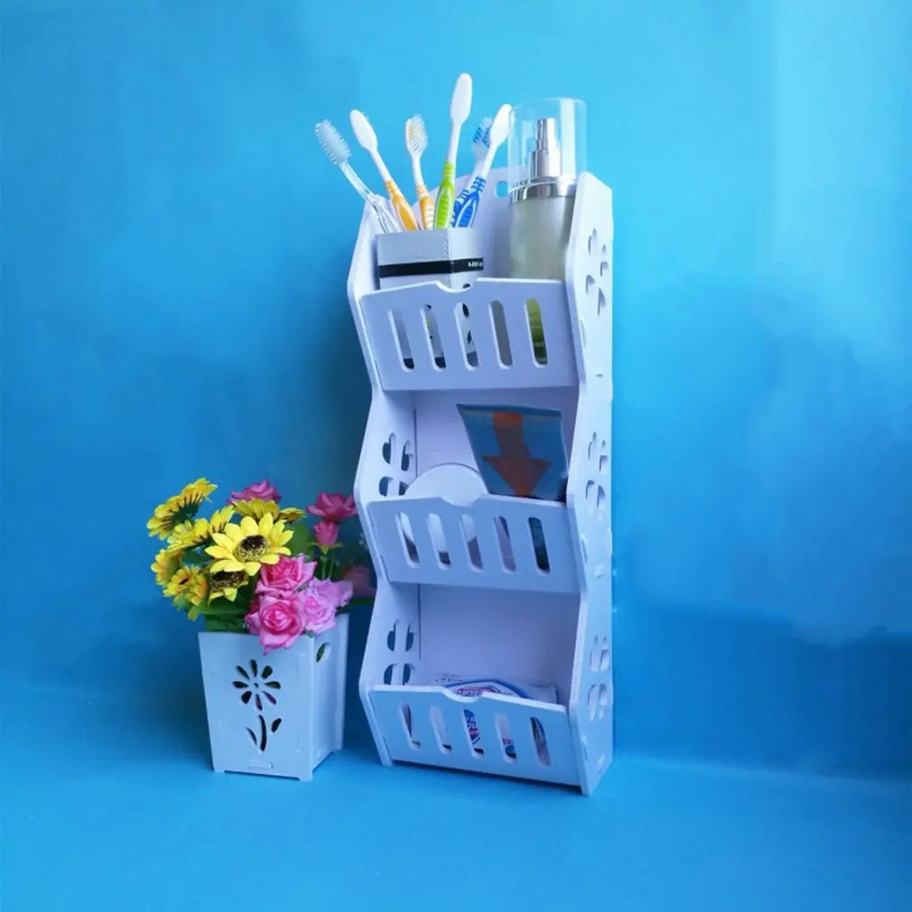 3 Layers Organizer Wall-mounted Shelf Bathroom Cosmetic Shampoo Holder Storage Kitchen Rack Groceries Basket Home Accessories