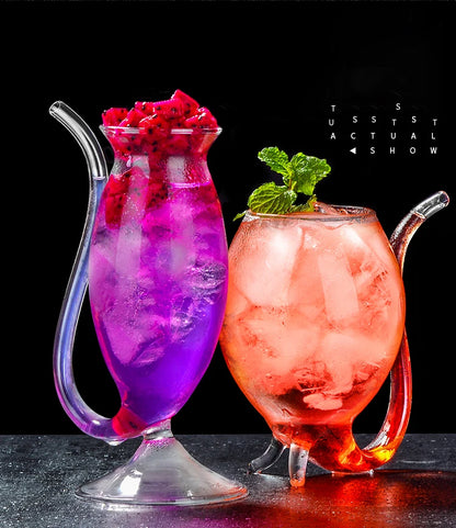 HOT SALE Wine Whiskey Glass Heat Resistant Sucking Juice Milk Drinking Tube Straw Cup creative wine glass high quality glass cup
