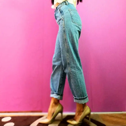2022 Boyfriend Jeans For Women Wide Leg Pants High Waist Jeans Loose Women Denim Pants Female Light Blue Autumn Jeans Trousers