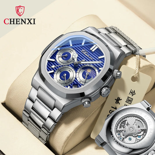 Men's Luxury Big Brand Watch For Men Imitation Mechanical Hand Clock Automatic Moonphase High Quality Steel Waterproof