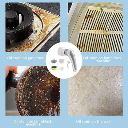 Electric Spinning Brush IPX7 Waterproof Cordless Handheld Spin Brush For Bathtub With 3 Brush Heads Multi-function Quiet Scrub