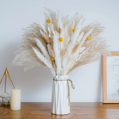 80Pcs Natural Dried Pampas Grass Bouquet Set Boho Home Decor Pompous Large Reed Bunny Tail Wheat Stalk Decorative Dekoration