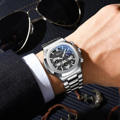Men's Luxury Big Brand Watch For Men Imitation Mechanical Hand Clock Automatic Moonphase High Quality Steel Waterproof