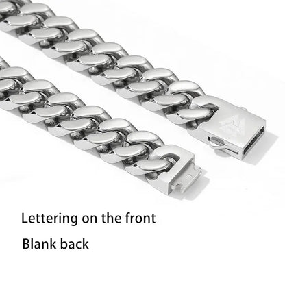 Hip Hop Cuban Chain Cast Men's Necklace Stainless Steel Fine Polished Chain Four Sides Cut Boyfriend Couple Gift Wholesale