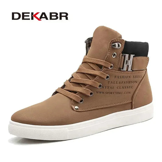 DEKABR Men Shoes Fashion Warm Fur Winter Men Boots Autumn Leather Footwear New Comfortable Canvas Casual Shoes For Men