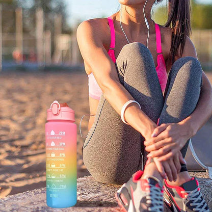 900ML Portable Water Bottle Motivational Sports Water bottle with Time Marker Leak-proof Cup for Outdoor Sport Fitness BPA Free