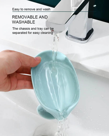 Portable Leaf Shape Soap Dish Creative Sucker Soap Storage Tray Drain Soap Box Punch Free Sponge Storage Rack Kitchen Bathroom