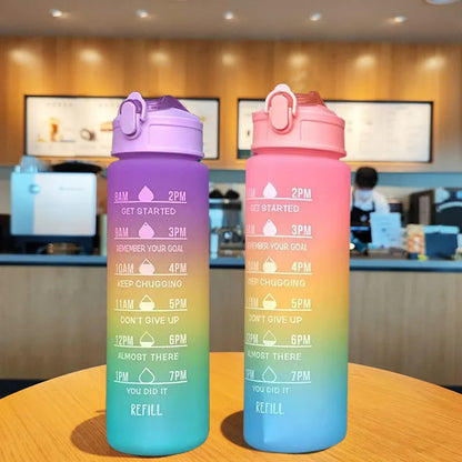 900ML Portable Water Bottle Motivational Sports Water bottle with Time Marker Leak-proof Cup for Outdoor Sport Fitness BPA Free