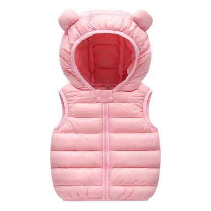 Autumn Children Warm Down Vest Baby Cotton Waistcoat Kids Outerwear Vest Children Clothing Boys Girls Hooded Jackets Vest