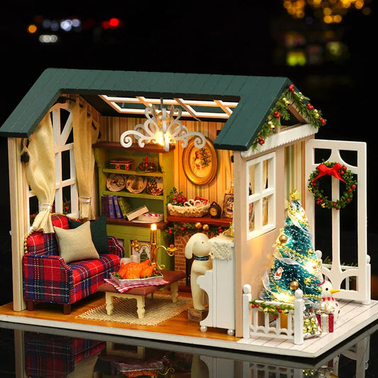 CUTEBEE Doll House Miniature DIY Dollhouse With Furnitures Wooden House Toys For Children Holiday Times Z009