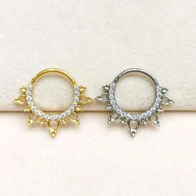 F136 Titanium Nose Rings Zircon Hoop Earrings For Women Cartilage Helix Daith Tragus Clicker Piercing Jewelry Set Septum Percing