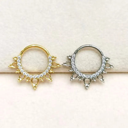F136 Titanium Nose Rings Zircon Hoop Earrings For Women Cartilage Helix Daith Tragus Clicker Piercing Jewelry Set Septum Percing