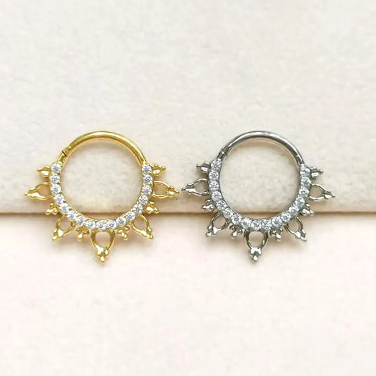 F136 Titanium Nose Rings Zircon Hoop Earrings For Women Cartilage Helix Daith Tragus Clicker Piercing Jewelry Set Septum Percing