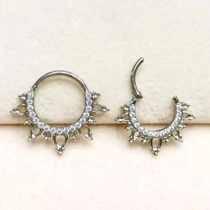 F136 Titanium Nose Rings Zircon Hoop Earrings For Women Cartilage Helix Daith Tragus Clicker Piercing Jewelry Set Septum Percing