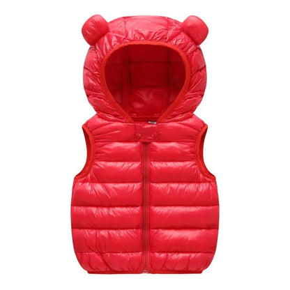Autumn Children Warm Down Vest Baby Cotton Waistcoat Kids Outerwear Vest Children Clothing Boys Girls Hooded Jackets Vest