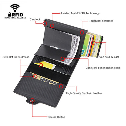 Top Quality Rfid Wallet Men Money Bag Mini Purse Male Aluminium Card Wallet Small Clutch Leather Wallet Thin Purse Carteras 2022