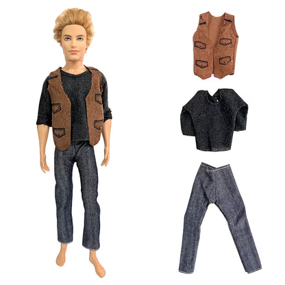 NK Mix Prince Ken Doll Clothes Fashion Suit Cool Outfit For Barbie Boy KEN Doll Accessories Presents Baby Gift DIY Toys JJ