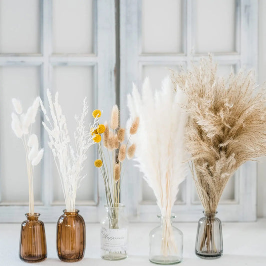 80Pcs Natural Dried Pampas Grass Bouquet Set Boho Home Decor Pompous Large Reed Bunny Tail Wheat Stalk Decorative Dekoration