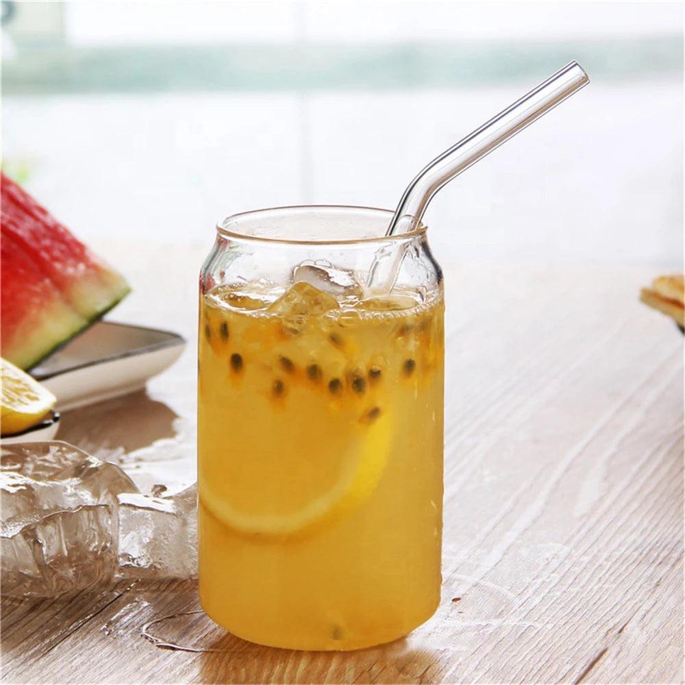 550ml/400ml Glass Cup With Lid and Straw Transparent Bubble Tea Cup Juice Glass Beer Can Milk Mocha Cups Breakfast Mug Drinkware