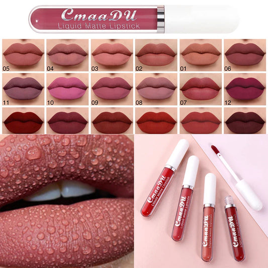 Sexy Red Matte Velvet Lip Gloss Nude Liquid Lipsticks Waterproof Long Lasting Nonstick Cup Lipgloss Makeup Sexy Lip Tint Glaze