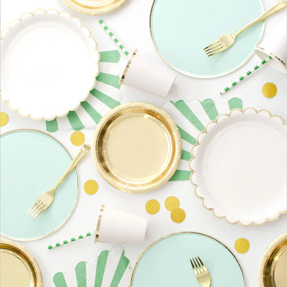 Elegant Disposable Tableware Whites Plate Paper Cup Tablecloth 1st Birthday Party Wedding Decor Kids Baby Shower Party Supplies