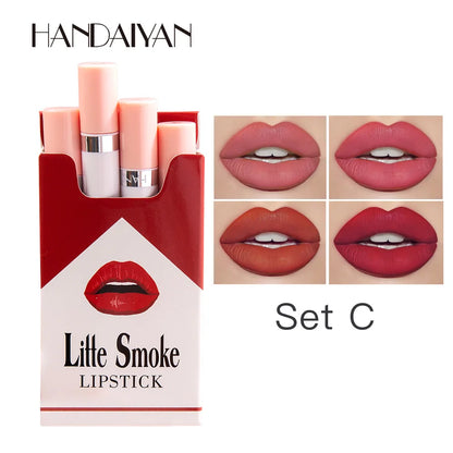 4Pcs Sexy Lipstick Set Long Lasting Velvet Matte Lipstick Lip Makeup Non-stick Cup Waterproof Nude KoreanCosmetic Beauty Make Up